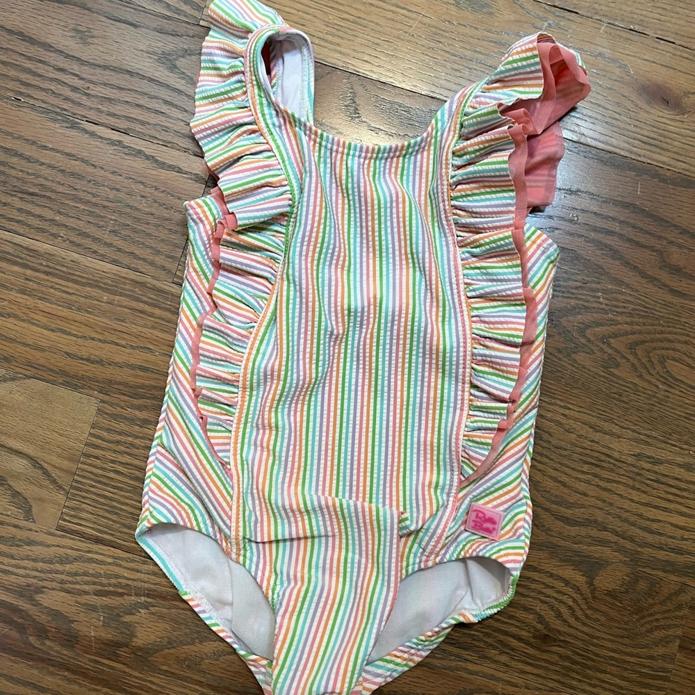 Ruffle Butts Colorful Striped Swimsuit 2T